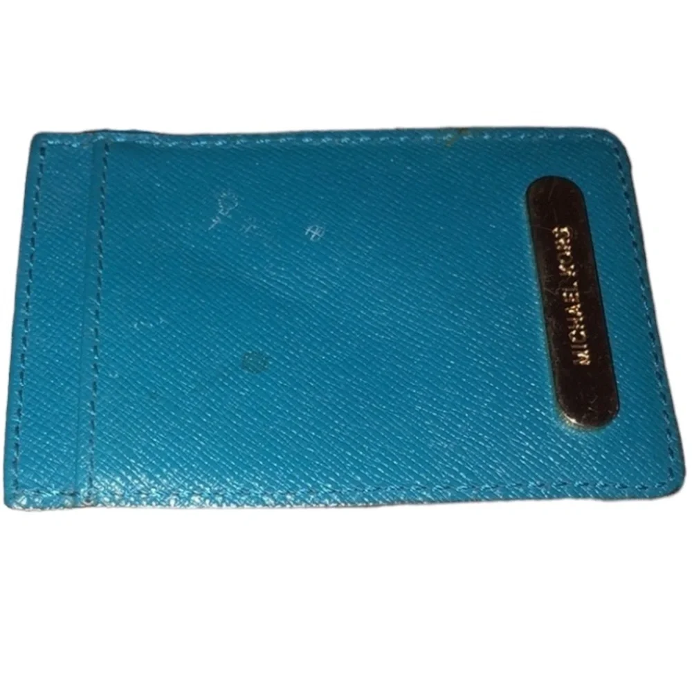 Micheal Kors  aqua blue wristlet ID card case like new